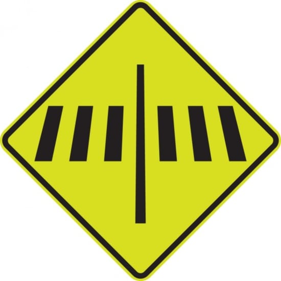 Durable 600mm x 600mm NZTA compliant aluminum crossing sign for pedestrian and driver safety in urban and rural areas.