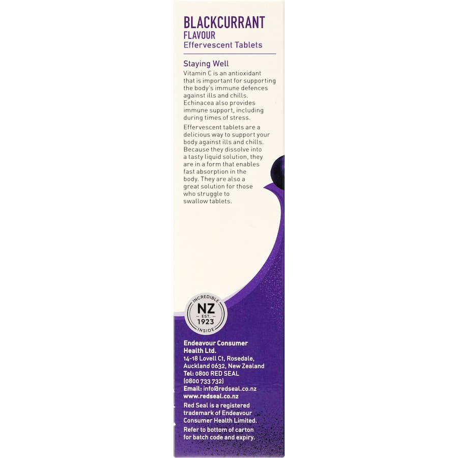 Red Seal Vita Fizz Effervescent Tablets Blackcurrant Immune Defence 20pack