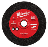 Milwaukee Metal Cut-Off Wheel 3-Pack, 76mm diameter, ideal for quick and precise metal cutting, max 21,000 RPM.