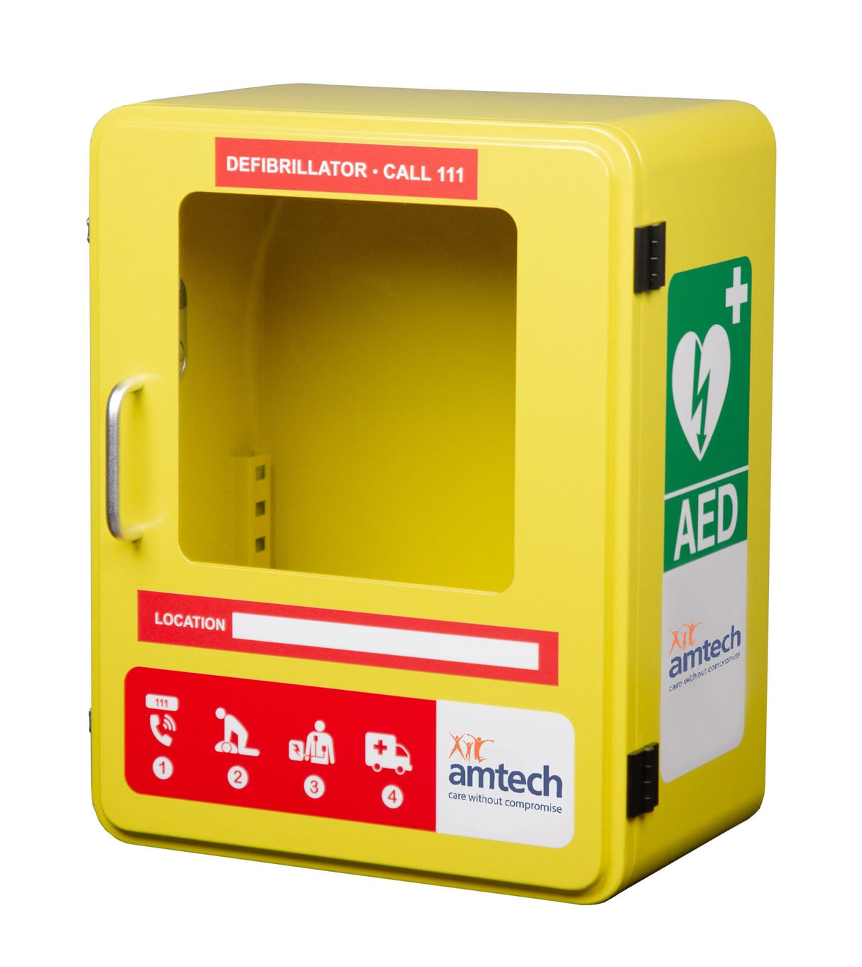 Outdoor Defibrillator Labelled Cabinet with Alarm Yellow
