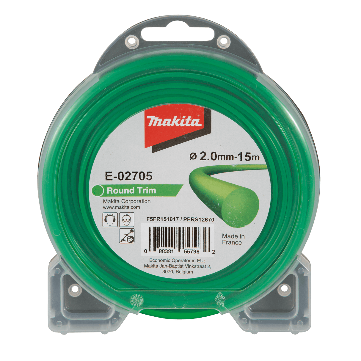 Makita Round Nylon Trimmer Line Green 2mm x 15m
