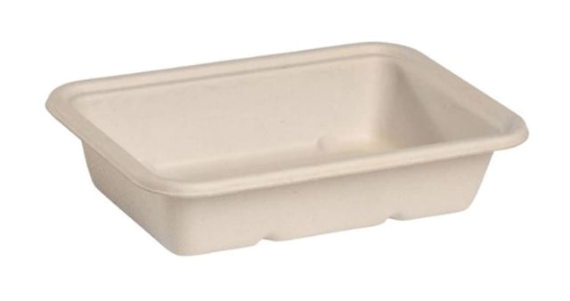 Biopak 500ml BioCane Takeaway Base: eco-friendly, compostable sugarcane container, microwave and oven safe, perfect for takeout.