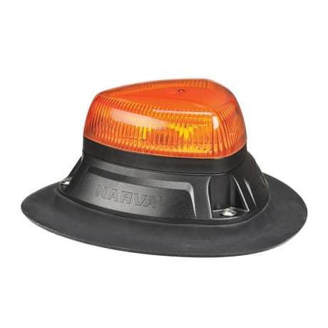 Bright Narva Aerotech LED strobe light on a magnetic pole, designed for ultimate visibility and safety on job sites.