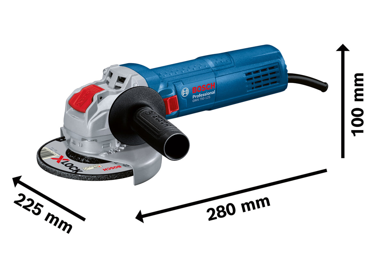 Bosch 750W 125mm X-Lock Angle Grinder GWX 750-125