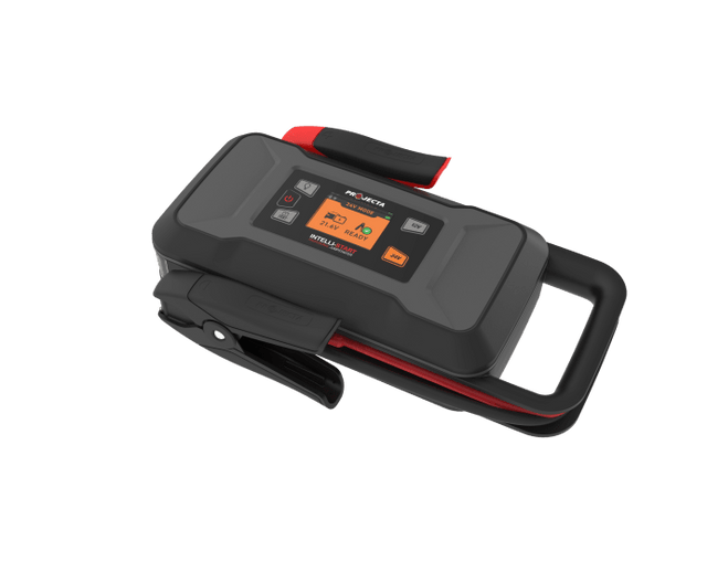 Projecta Intelli-Start Lithium Jumpstarter 2000A, a compact 2000A power bank for 12V/24V vehicles, with built-in LED light.