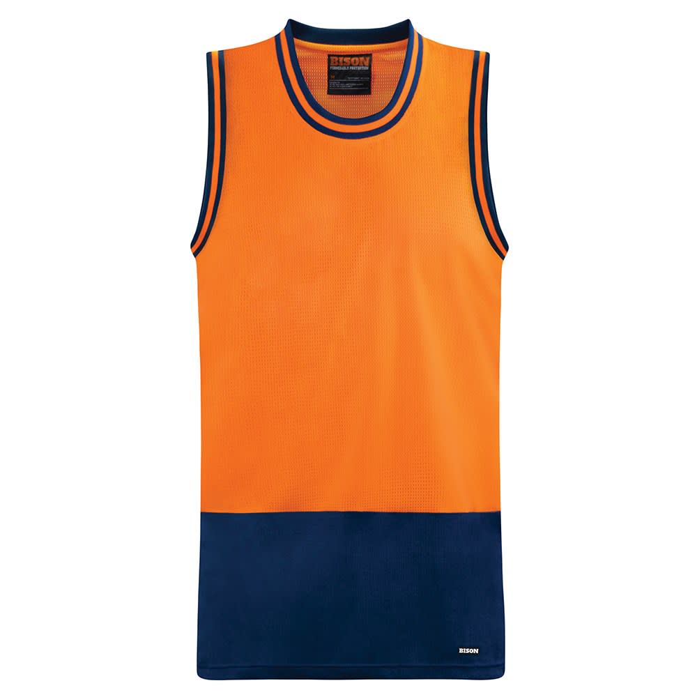 Bison, Hi Vis Singlet, 26105 - Orange/Navy - L