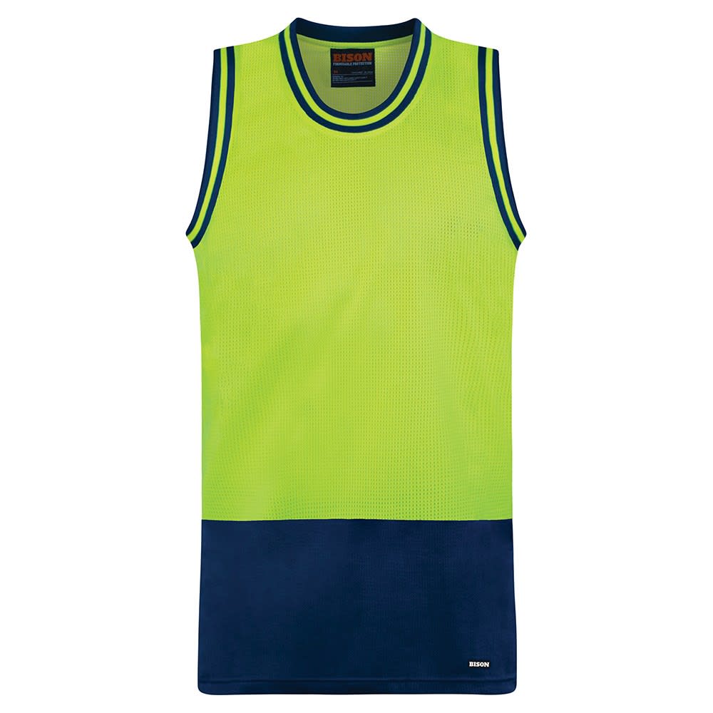 Bison, Hi Vis Singlet, 26105 - Yellow/Navy (Size: 3XL)