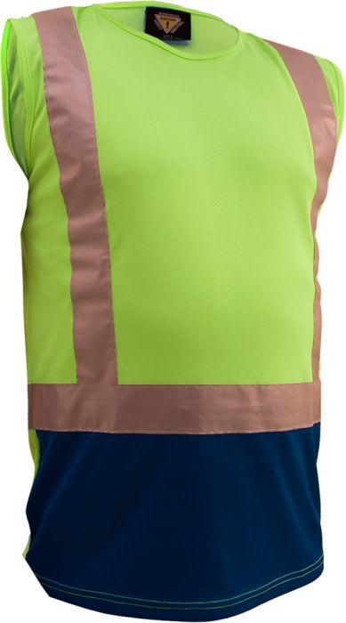 Caution, Hi Vis Singlet, PCS1412 - Yellow/Navy - 4XL