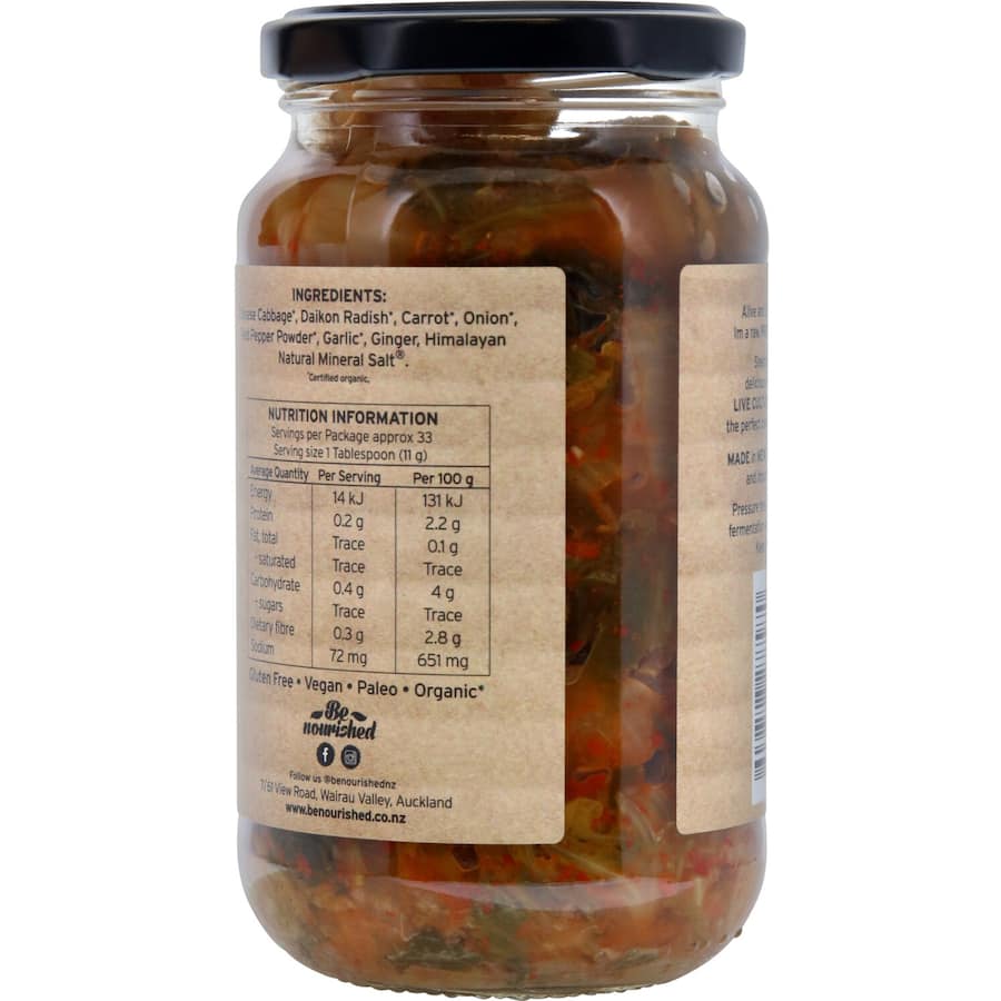 Raw Be Nourished Kimchi Fiery Asian Cabbage Organic 380g