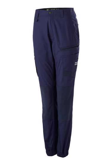 Hard Yakka Women's Raptor Cuffed Pants in Navy, size 12, featuring a comfy Active Fit, durable fabric, and eco-friendly design.