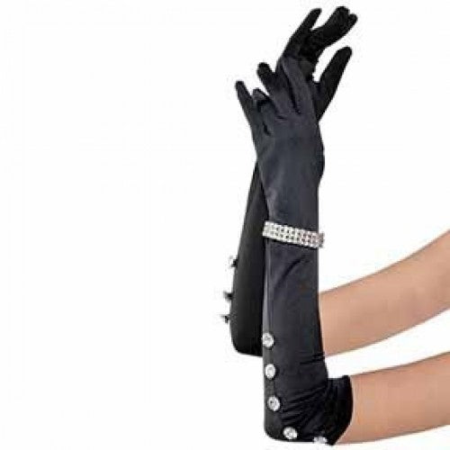 Satin Gloves With Rhinestone Bracelet