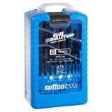 Sutton Jobber Drill Set - 25-piece high-speed steel bits with blue finish, ideal for precision drilling in metal, wood, and plastic.