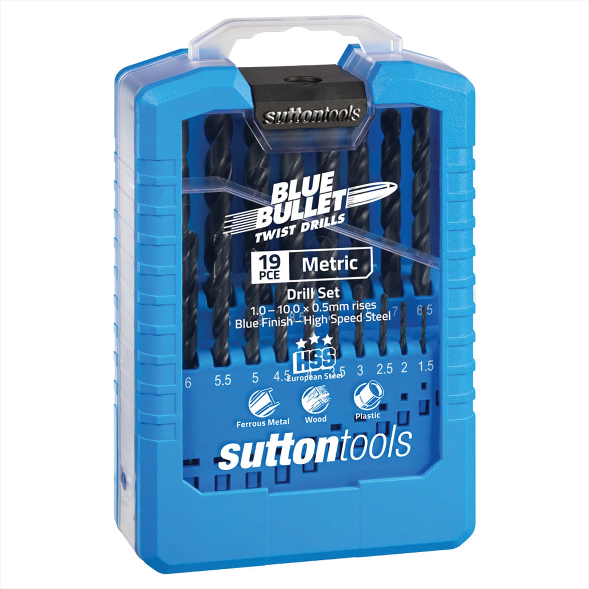 Sutton Drill Bit Set HSS 1.0-10.0mm 19 Piece Blue