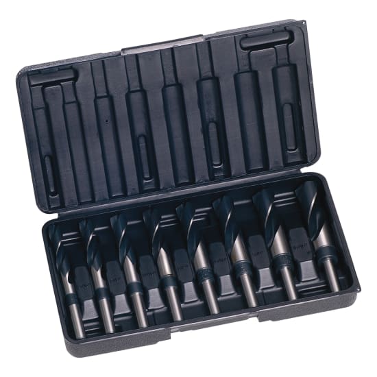 Sutton Drill Shank Set of 8, 14-25mm, made of HSS with 118° points for efficient slow-speed drilling in ferrous materials.