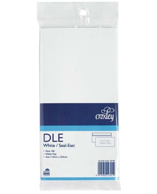 Croxley DLE White Envelope Seal Easi 225mm x 114mm (Pack of 100)