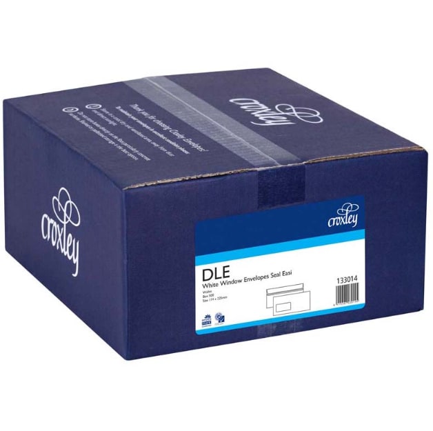 Croxley DLE White Window Envelope Seal Easi 225mm x 114mm (Box of 500)
