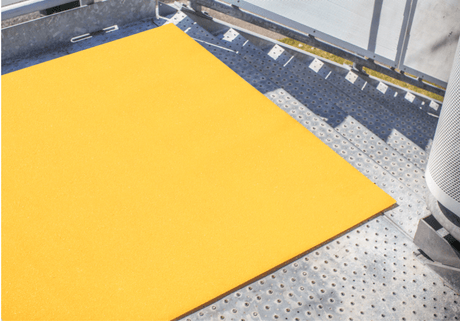 Fibreglass Floor Grit Panel in yellow, 600x900mm, offers non-slip safety for walkways, ramps, and industrial floors.