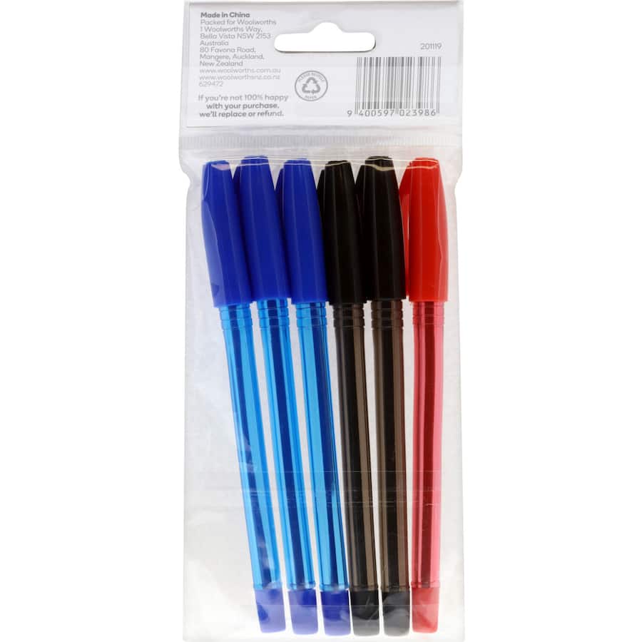Homebrand Pens Ballpoint 6pack