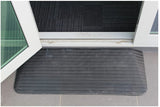 Heavy-duty black rubber access ramp measuring 1100 x 420 x 50mm, designed for wheelchair and trolley mobility with non-slip ribbed surface.