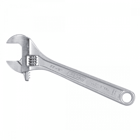 Irega Adjustable Wrench 200mm with chrome finish, adjustable jaws, and rust resistance for versatile DIY and professional use.