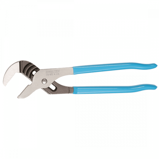 Channellock 305mm Tongue and Groove Pliers with BLUE grips, durable high carbon steel, and superior no-slip gripping design.