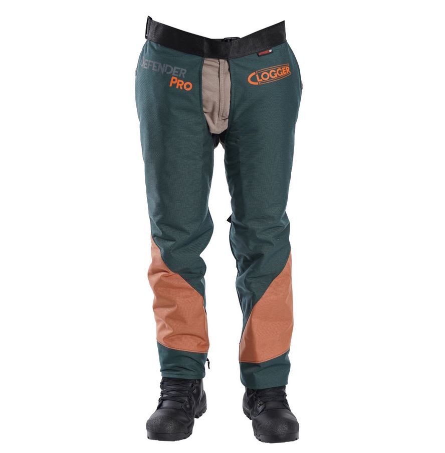Clogger, DefenderPRO Tough Chainsaw Chaps, C71C Clipped - Green/Orange - M