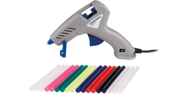 Dremel Glue Gun 930: dual-temperature glue gun with precision tip, ideal for crafting and decorating with various materials.