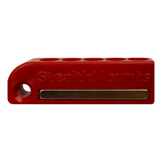 Magnetic Milwaukee bit holder set in red, designed for secure storage and quick access to bits and screws.