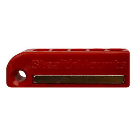 Magnetic Milwaukee bit holder set in red, designed for secure storage and quick access to bits and screws.