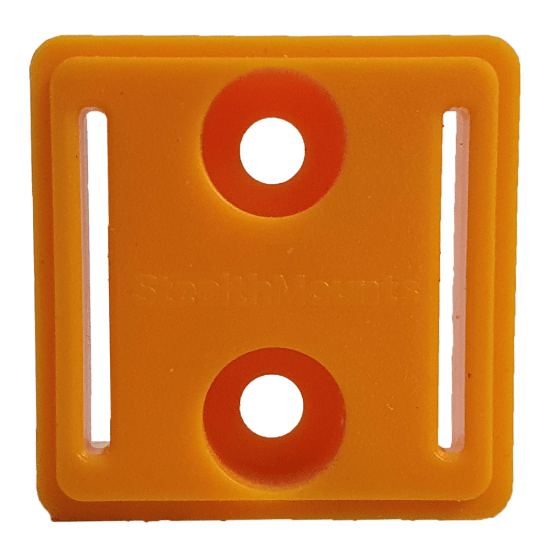 Stealthmount Toolmount Spacers in yellow, 6-pack; designed for DeWalt tools to enhance organization and workspace efficiency.