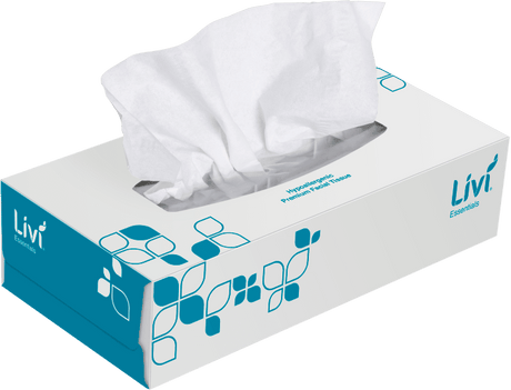 Soft, hypoallergenic 2-ply facial tissues in a petite box of 100 sheets, perfect for home, office, or travel use.