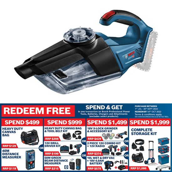 Bosch 18V Hand Held Vacuum Cleaner GAS 18V-1 (Each)