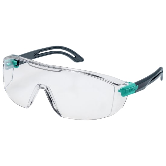 uvex i-lite planet Clear spectacles featuring a large polycarbonate lens with anti-fog and scratch resistance, ideal for safety and clarity.