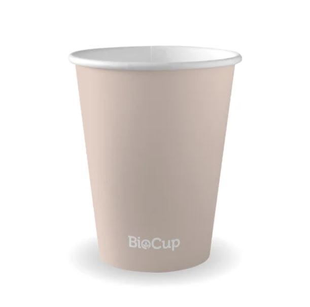 BioPak 90mm Stone Aqueous Single Wall Hot BioCup 12oz/350ml 50 (Pack)