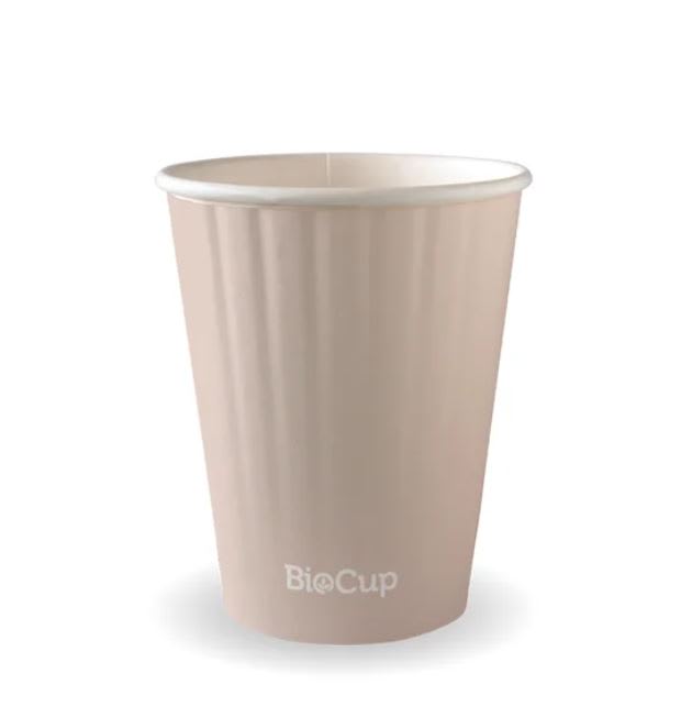 BioPak 90mm Stone Aqueous Double Wall Hot BioCup 12oz/390ml 40 (Pack)