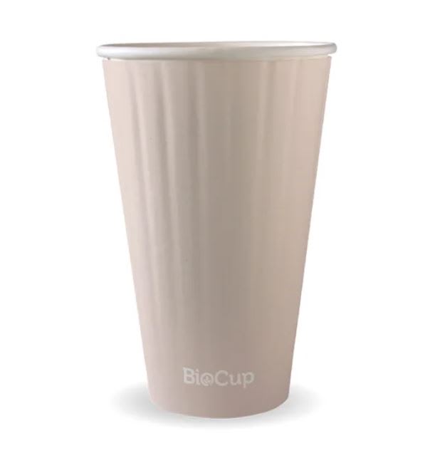 BioPak 90mm Stone Aqueous Double Wall Hot BioCup 16oz/460ml 40 (Pack)