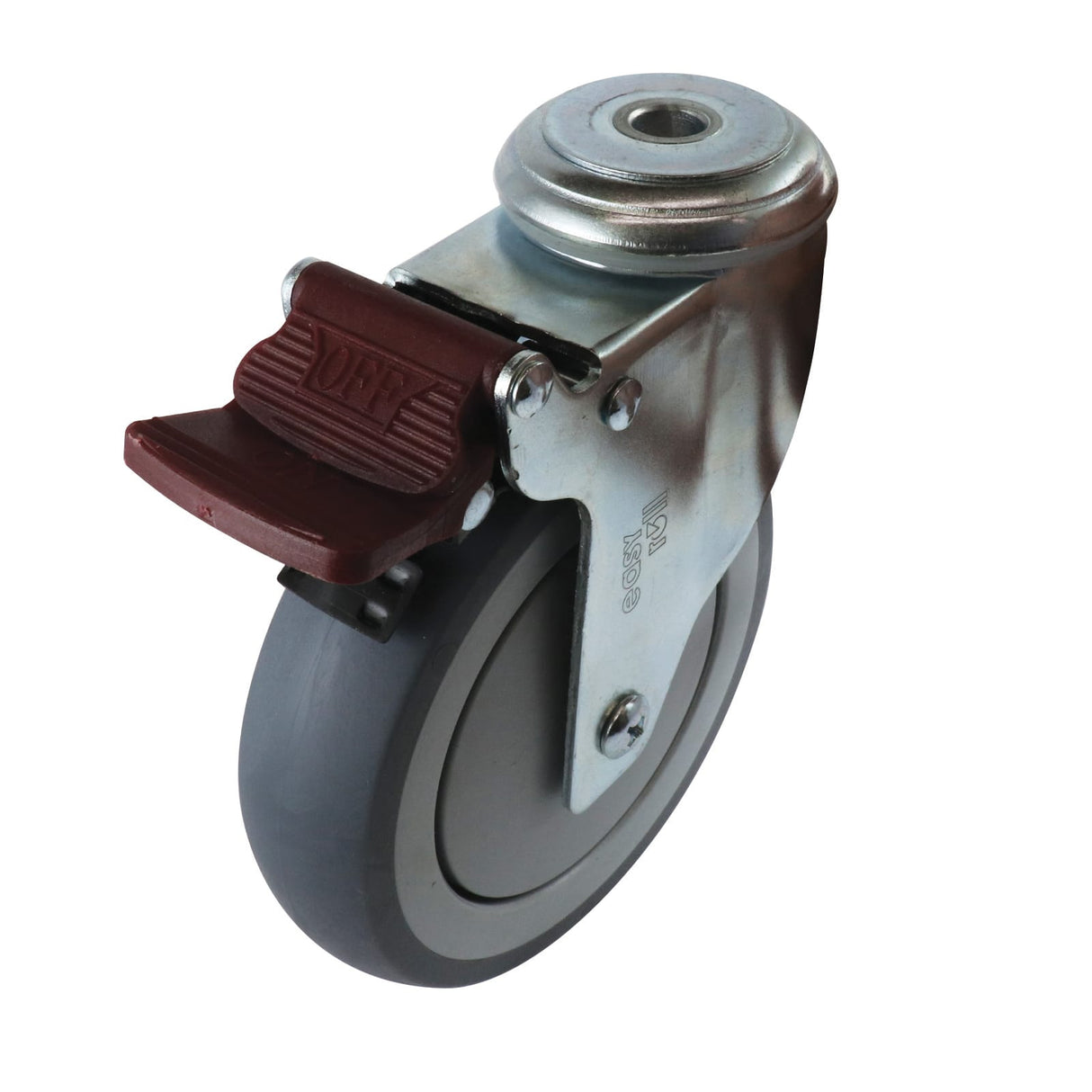 Easyroll 125mm Swivel Brake Bolt Holder G6 Castor Grey Rubber 130kg (Each)