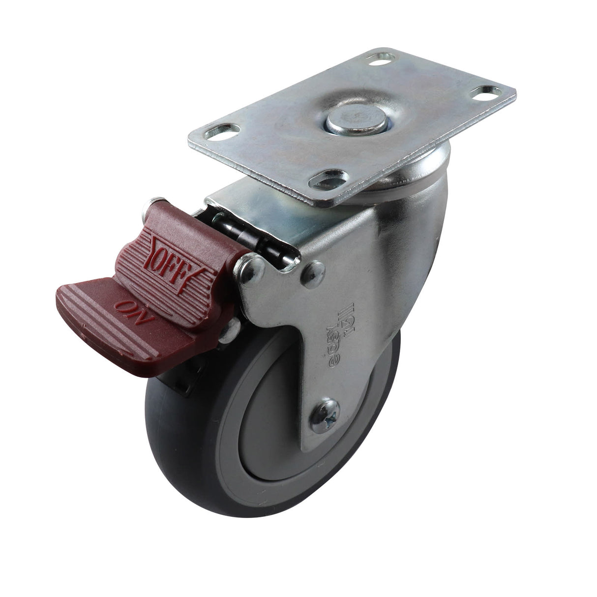 Easyroll 100mm Swivel Brake Plate Mount G6 Castor Grey Rubber 120kg (Each)