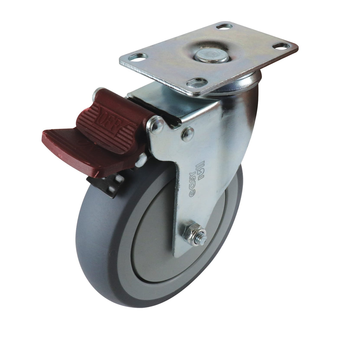 Easyroll 150mm Swivel Brake Plate Mount G6 Castor Grey Rubber 130kg (Each)