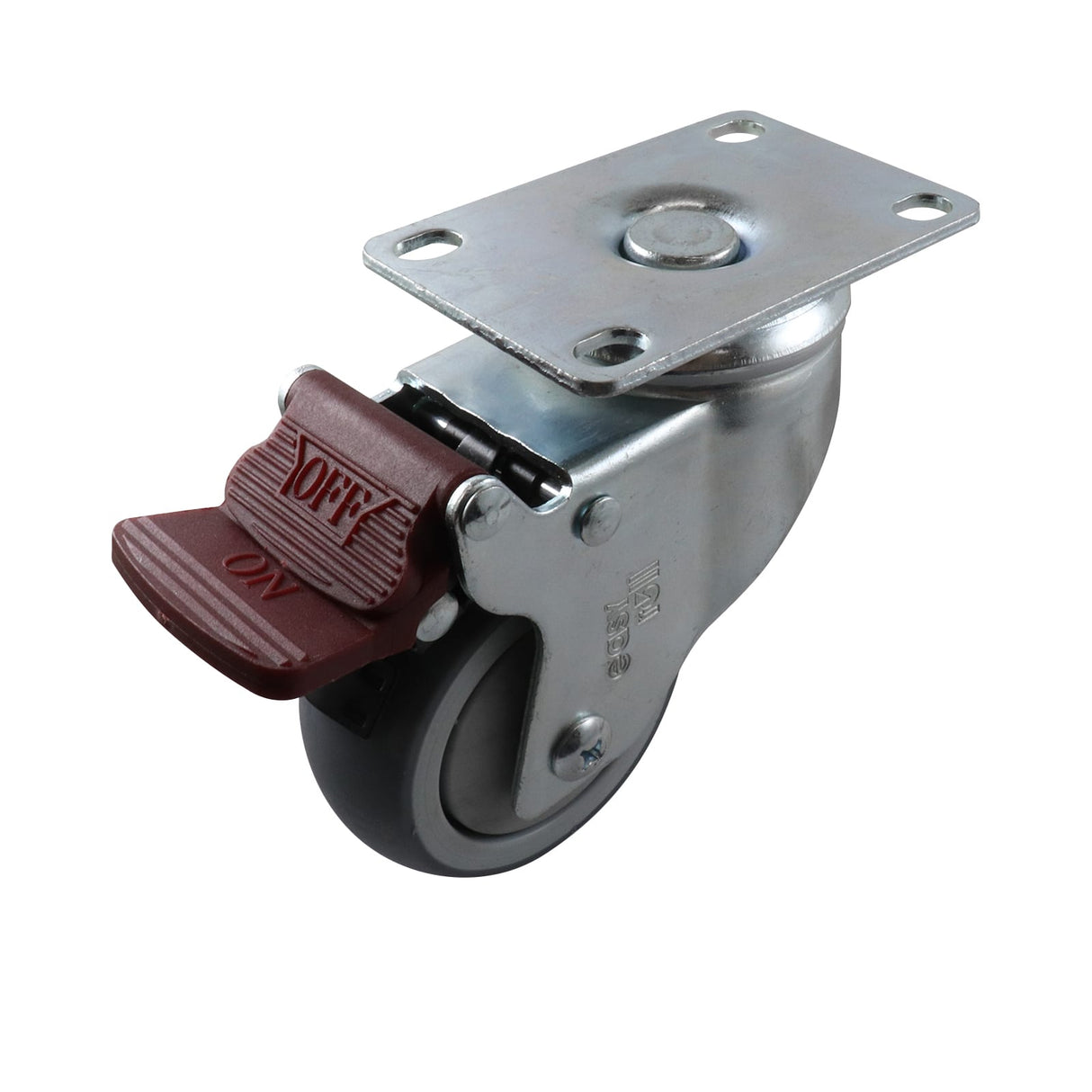 Easyroll 75mm Swivel Brake Plate Mount G6 Castor Grey Rubber 90kg (Each)