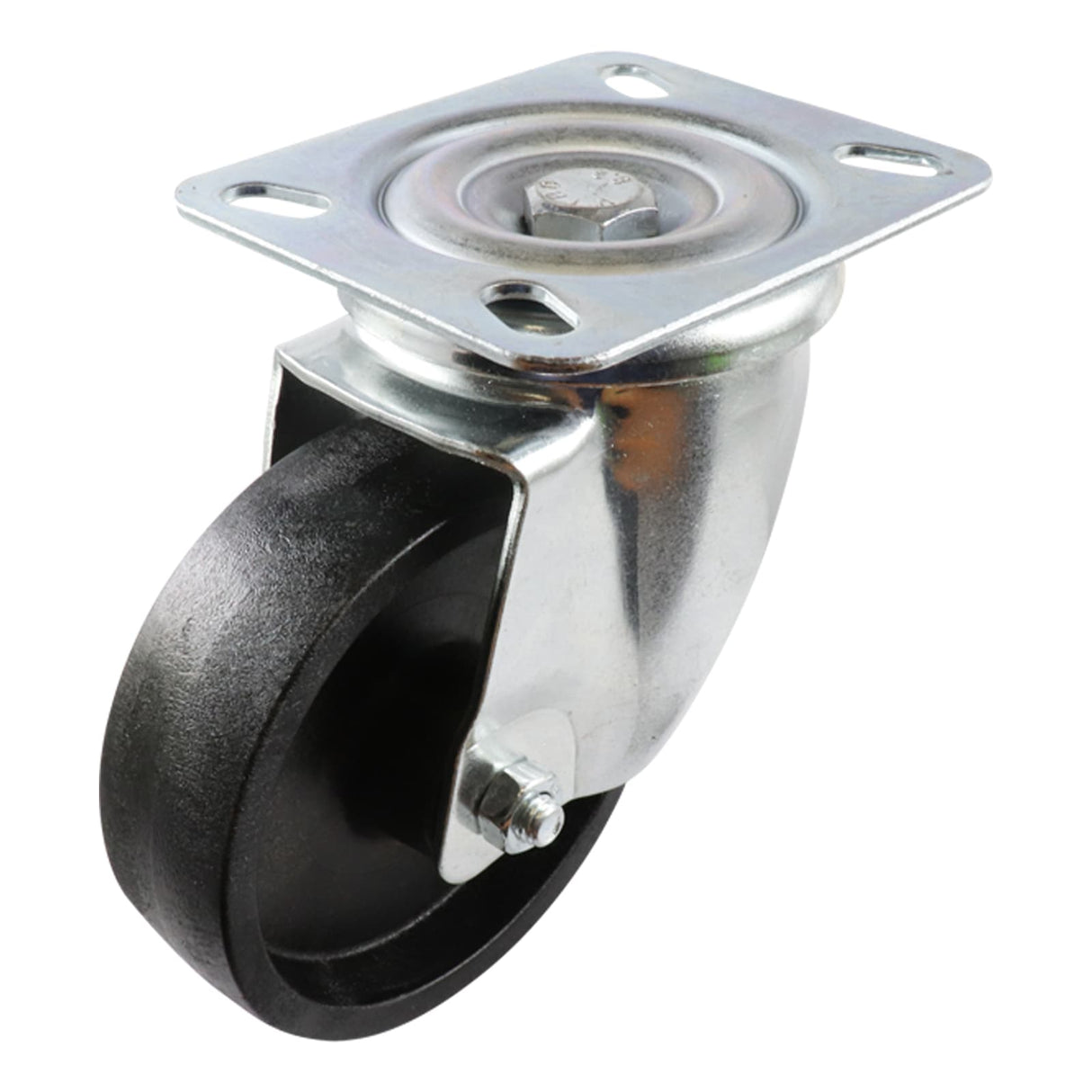 Easyroll 100mm Swivel Plate Mount ZP Castor 160kg Synthetic Monolithic (Each)