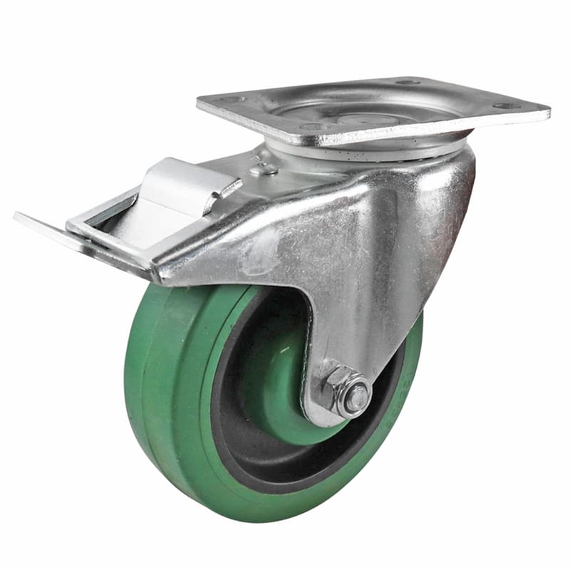 Easyroll 125mm Swivel Brake Plate Mount I3 Castor Reflex Rubber 200kg (Each)
