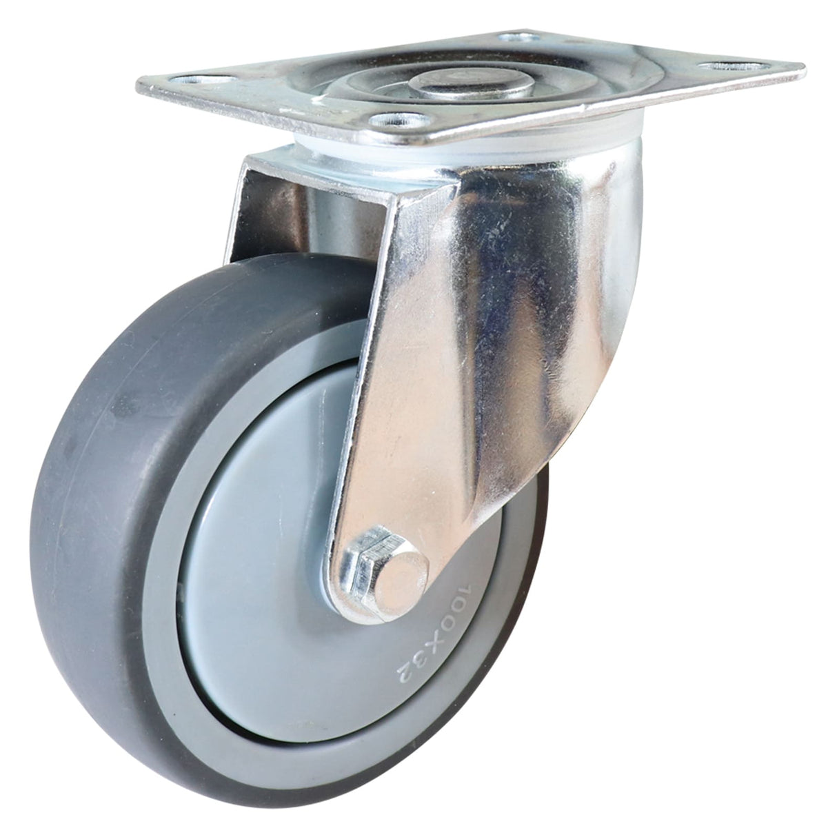 Easyroll 100mm Swivel Plate Mount I4 Castor Grey Rubber 100kg (Each)
