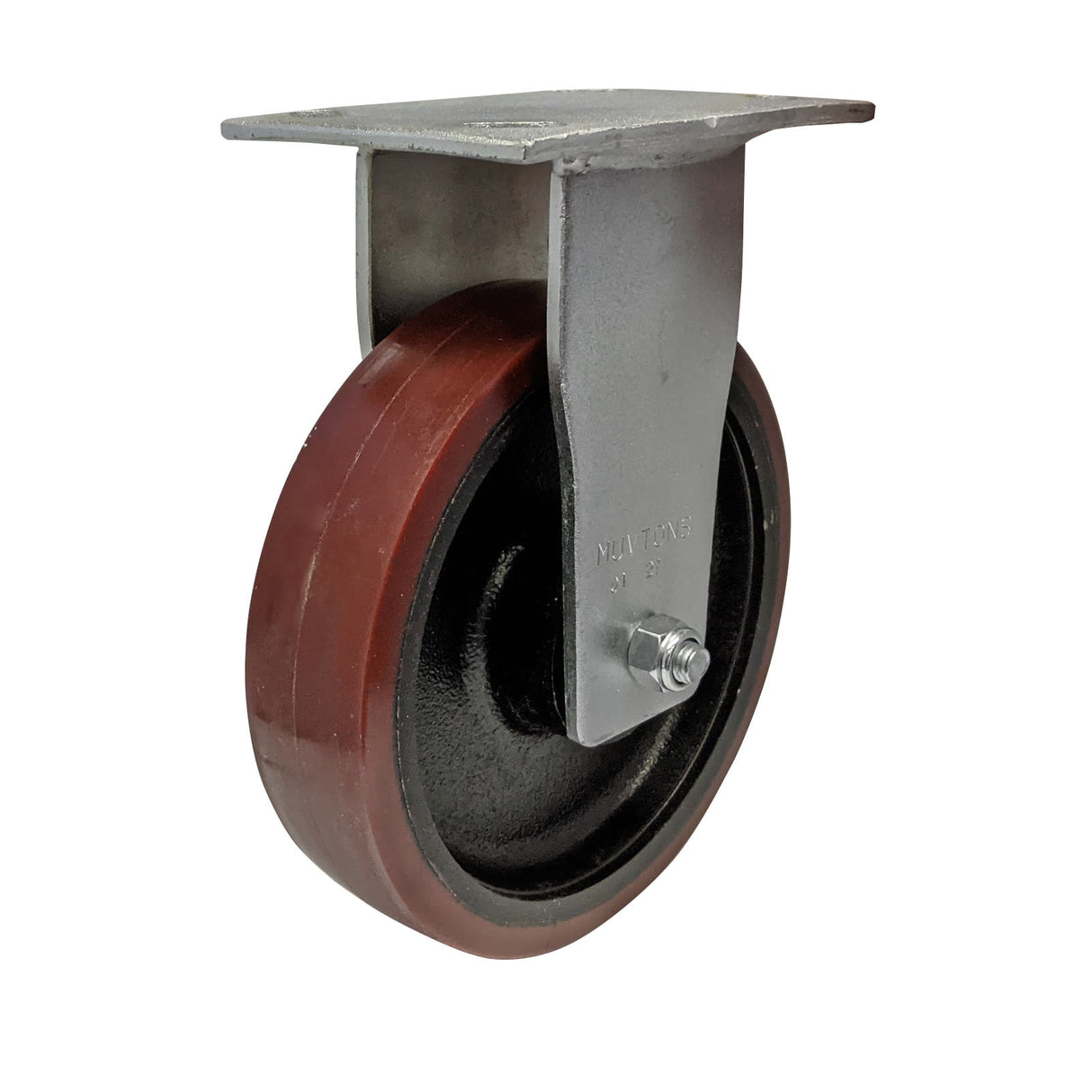 Easyroll 200mm Fixed Plate Mount X2 Castor Urethane Cast Iron 1000kg (Each)