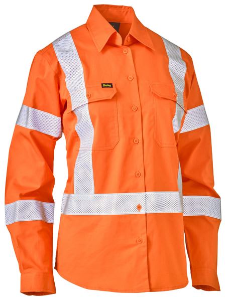 Bisley, Women's X Tape Biomotion Shirt, BL6166XT - Orange (Size: 24)