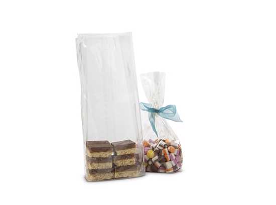 #10 Cellophane Bag in a box of 1000, 230 x 355mm, crystal clear for showcasing products like food and stationery.