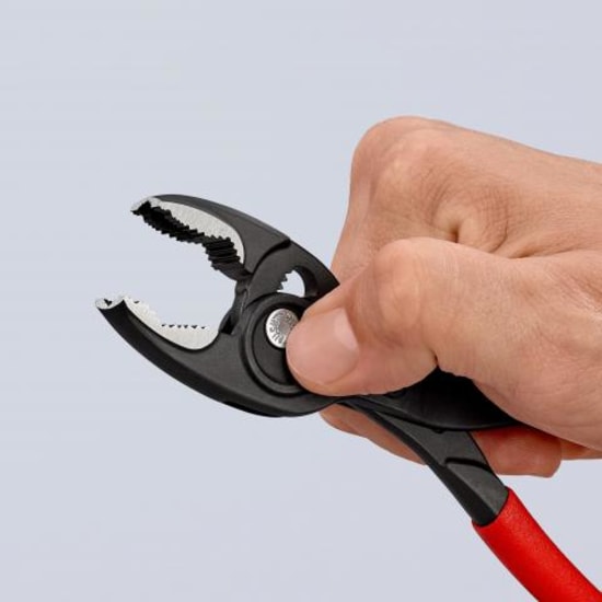 Knipex TwinGrip Slip Joint Pliers with versatile grip functions, robust teeth, and adjustable slip joint for efficient tightening.