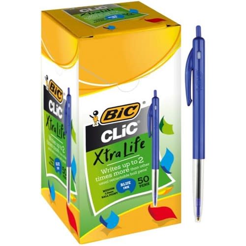 BIC Clic Blue Medium Ballpoint Pens (Box of 50)