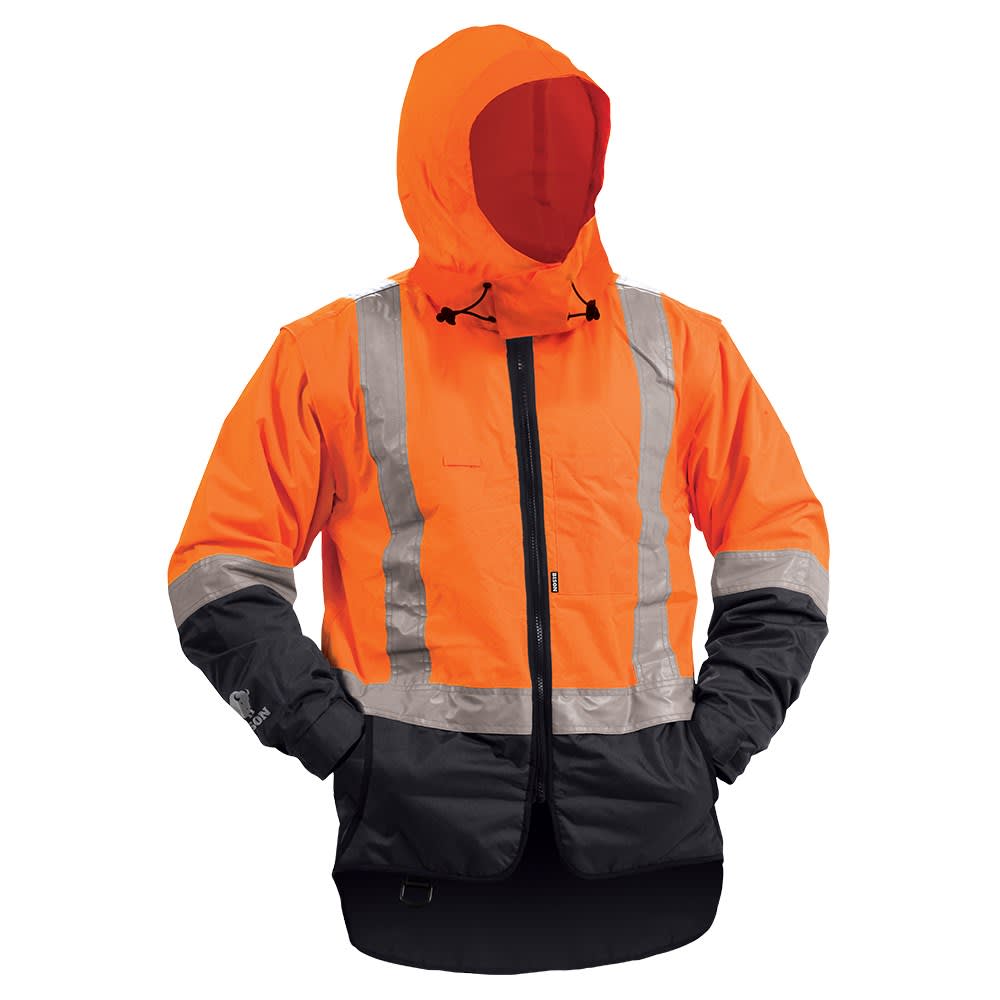 Bison, Stamina Hi Vis Zip Off Sleeve Jacket, 51205 - Orange/Navy - 2XL