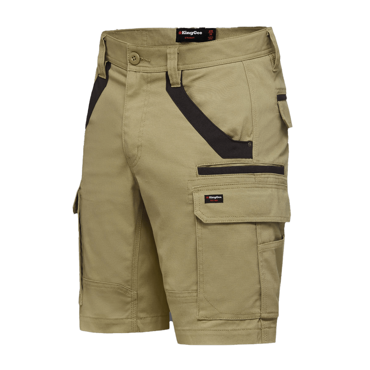 KingGee, Tradies Stretch Cargo Short, K69870 - Khaki (Size: 77)